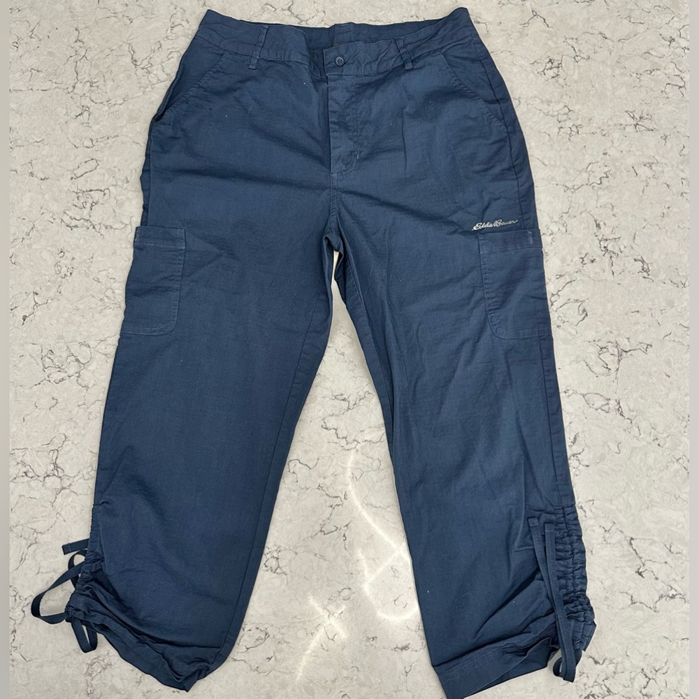 Eddie Bauer Travex Women's Rainier Hiking Capris Pants Blue Sz Medium